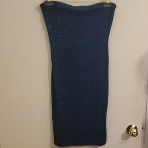 Strapless blue-green sparkle dress size L (juniors